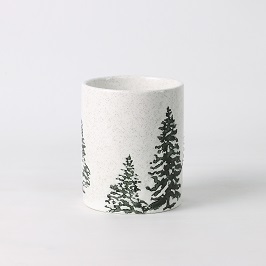 Hand-Painted Candle Holder Christmas Pines
