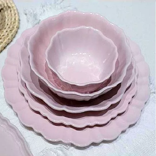 Macaron Pink Ceramic Bowl အစုံ